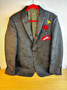 Tallia Men's Black & Gold Embellished Blazer